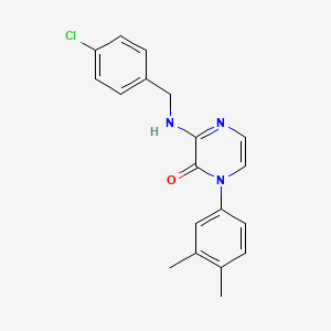 molecular formula C19H18ClN3O B11263615 3-{[(4-Chlorophenyl)methyl]amino}-1-(3,4-dimethylphenyl)-1,2-dihydropyrazin-2-one 