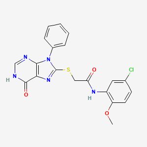 molecular formula C20H16ClN5O3S B11263619 N-(5-chloro-2-methoxyphenyl)-2-[(6-oxo-9-phenyl-6,9-dihydro-1H-purin-8-yl)sulfanyl]acetamide 