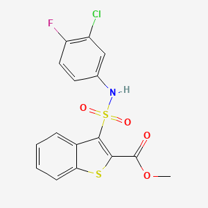 molecular formula C16H11ClFNO4S2 B11263630 Methyl 3-[(3-chloro-4-fluorophenyl)sulfamoyl]-1-benzothiophene-2-carboxylate 