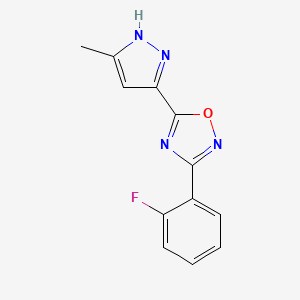 molecular formula C12H9FN4O B11263651 3-(2-fluorophenyl)-5-(3-methyl-1H-pyrazol-5-yl)-1,2,4-oxadiazole 