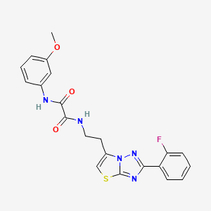 molecular formula C21H18FN5O3S B11263674 N1-(2-(2-(2-fluorophenyl)thiazolo[3,2-b][1,2,4]triazol-6-yl)ethyl)-N2-(3-methoxyphenyl)oxalamide 