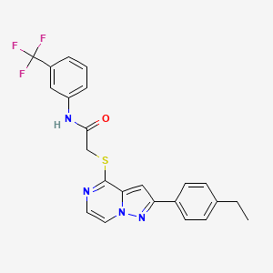 molecular formula C23H19F3N4OS B11263705 2-{[2-(4-ethylphenyl)pyrazolo[1,5-a]pyrazin-4-yl]sulfanyl}-N-[3-(trifluoromethyl)phenyl]acetamide 