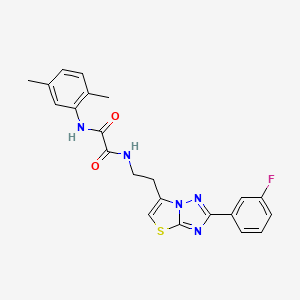 molecular formula C22H20FN5O2S B11263707 N1-(2,5-dimethylphenyl)-N2-(2-(2-(3-fluorophenyl)thiazolo[3,2-b][1,2,4]triazol-6-yl)ethyl)oxalamide 