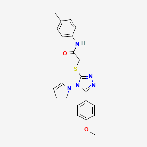 molecular formula C22H21N5O2S B11263746 2-{[5-(4-methoxyphenyl)-4-(1H-pyrrol-1-yl)-4H-1,2,4-triazol-3-yl]sulfanyl}-N-(4-methylphenyl)acetamide 