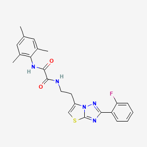 molecular formula C23H22FN5O2S B11263812 N1-(2-(2-(2-fluorophenyl)thiazolo[3,2-b][1,2,4]triazol-6-yl)ethyl)-N2-mesityloxalamide 