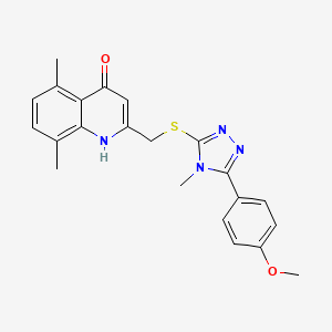 molecular formula C22H22N4O2S B11263822 2-(((5-(4-Methoxyphenyl)-4-methyl-4H-1,2,4-triazol-3-yl)thio)methyl)-5,8-dimethylquinolin-4(1H)-one 