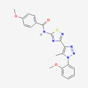 molecular formula C20H18N6O3S B11263863 4-methoxy-N-{3-[1-(2-methoxyphenyl)-5-methyl-1H-1,2,3-triazol-4-yl]-1,2,4-thiadiazol-5-yl}benzamide 