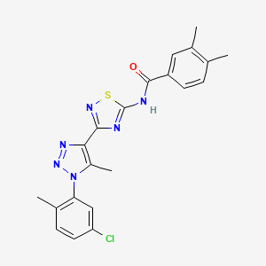 molecular formula C21H19ClN6OS B11263871 N-{3-[1-(5-chloro-2-methylphenyl)-5-methyl-1H-1,2,3-triazol-4-yl]-1,2,4-thiadiazol-5-yl}-3,4-dimethylbenzamide 