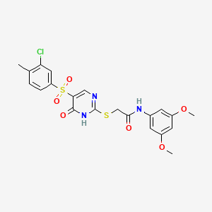 molecular formula C21H20ClN3O6S2 B11263902 2-((5-((3-chloro-4-methylphenyl)sulfonyl)-6-oxo-1,6-dihydropyrimidin-2-yl)thio)-N-(3,5-dimethoxyphenyl)acetamide 