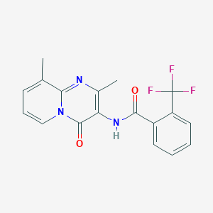 molecular formula C18H14F3N3O2 B11263910 N-{2,9-Dimethyl-4-oxo-4H-pyrido[1,2-A]pyrimidin-3-YL}-2-(trifluoromethyl)benzamide 