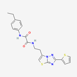 molecular formula C20H19N5O2S2 B11263929 N1-(4-ethylphenyl)-N2-(2-(2-(thiophen-2-yl)thiazolo[3,2-b][1,2,4]triazol-6-yl)ethyl)oxalamide 