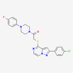 molecular formula C24H21ClFN5OS B11263963 2-((2-(4-Chlorophenyl)pyrazolo[1,5-a]pyrazin-4-yl)thio)-1-(4-(4-fluorophenyl)piperazin-1-yl)ethanone 