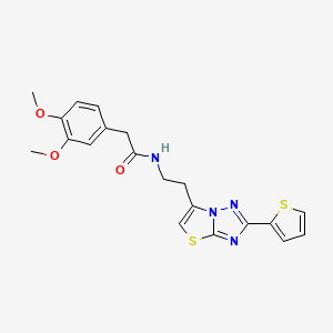 molecular formula C20H20N4O3S2 B11263971 2-(3,4-dimethoxyphenyl)-N-(2-(2-(thiophen-2-yl)thiazolo[3,2-b][1,2,4]triazol-6-yl)ethyl)acetamide 