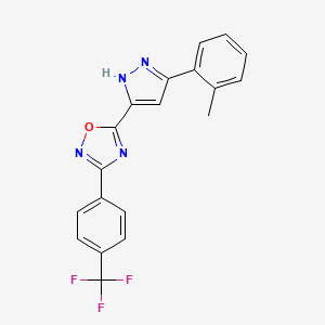 molecular formula C19H13F3N4O B11263997 5-[3-(2-methylphenyl)-1H-pyrazol-5-yl]-3-[4-(trifluoromethyl)phenyl]-1,2,4-oxadiazole 