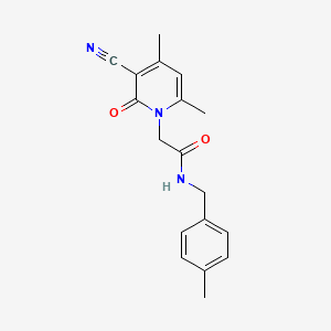 molecular formula C18H19N3O2 B11264017 2-(3-cyano-4,6-dimethyl-2-oxopyridin-1(2H)-yl)-N-(4-methylbenzyl)acetamide 