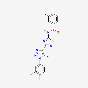 molecular formula C22H22N6OS B11264086 N-{3-[1-(3,4-dimethylphenyl)-5-methyl-1H-1,2,3-triazol-4-yl]-1,2,4-thiadiazol-5-yl}-3,4-dimethylbenzamide 