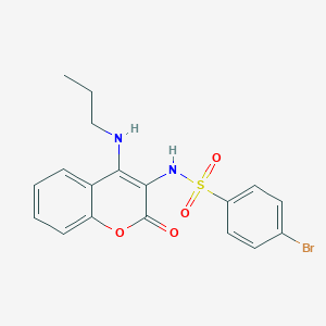 molecular formula C18H17BrN2O4S B11264099 4-bromo-N-[2-oxo-4-(propylamino)-2H-chromen-3-yl]benzenesulfonamide 