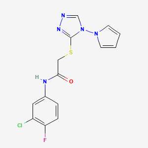 N-(3-chloro-4-fluorophenyl)-2-{[4-(1H-pyrrol-1-yl)-4H-1,2,4-triazol-3-yl]sulfanyl}acetamide