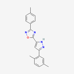 molecular formula C20H18N4O B11264194 5-[3-(2,5-dimethylphenyl)-1H-pyrazol-5-yl]-3-(4-methylphenyl)-1,2,4-oxadiazole 