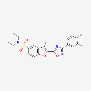 molecular formula C23H25N3O4S B11264201 2-[3-(3,4-dimethylphenyl)-1,2,4-oxadiazol-5-yl]-N,N-diethyl-3-methyl-1-benzofuran-5-sulfonamide 