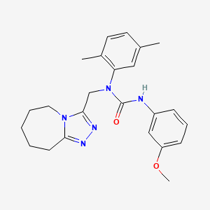 molecular formula C24H29N5O2 B11264242 1-(2,5-dimethylphenyl)-3-(3-methoxyphenyl)-1-(6,7,8,9-tetrahydro-5H-[1,2,4]triazolo[4,3-a]azepin-3-ylmethyl)urea 