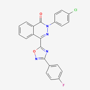 molecular formula C22H12ClFN4O2 B11264246 2-(4-chlorophenyl)-4-[3-(4-fluorophenyl)-1,2,4-oxadiazol-5-yl]phthalazin-1(2H)-one 