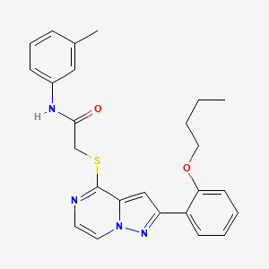 molecular formula C25H26N4O2S B11264286 2-{[2-(2-butoxyphenyl)pyrazolo[1,5-a]pyrazin-4-yl]sulfanyl}-N-(3-methylphenyl)acetamide 