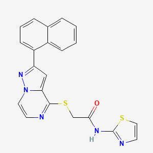 molecular formula C21H15N5OS2 B11264304 2-{[2-(naphthalen-1-yl)pyrazolo[1,5-a]pyrazin-4-yl]sulfanyl}-N-(1,3-thiazol-2-yl)acetamide 