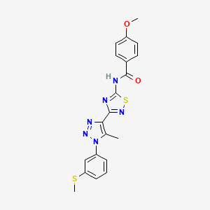 molecular formula C20H18N6O2S2 B11264310 4-methoxy-N-(3-{5-methyl-1-[3-(methylsulfanyl)phenyl]-1H-1,2,3-triazol-4-yl}-1,2,4-thiadiazol-5-yl)benzamide 