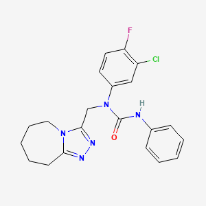 molecular formula C21H21ClFN5O B11264312 1-(3-chloro-4-fluorophenyl)-3-phenyl-1-(6,7,8,9-tetrahydro-5H-[1,2,4]triazolo[4,3-a]azepin-3-ylmethyl)urea 