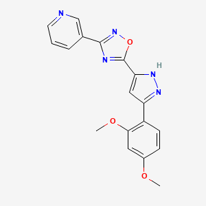 molecular formula C18H15N5O3 B11264318 3-{5-[3-(2,4-dimethoxyphenyl)-1H-pyrazol-5-yl]-1,2,4-oxadiazol-3-yl}pyridine 