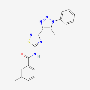 molecular formula C19H16N6OS B11264332 3-methyl-N-[3-(5-methyl-1-phenyl-1H-1,2,3-triazol-4-yl)-1,2,4-thiadiazol-5-yl]benzamide 