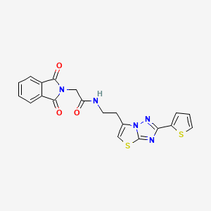 molecular formula C20H15N5O3S2 B11264334 2-(1,3-dioxoisoindolin-2-yl)-N-(2-(2-(thiophen-2-yl)thiazolo[3,2-b][1,2,4]triazol-6-yl)ethyl)acetamide 