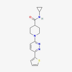 molecular formula C17H20N4OS B11264346 N-Cyclopropyl-1-[6-(thiophen-2-YL)pyridazin-3-YL]piperidine-4-carboxamide 