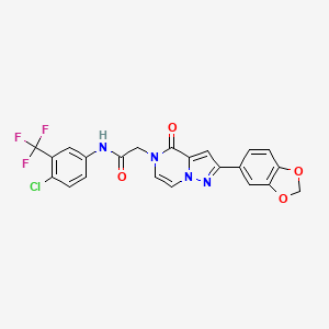 molecular formula C22H14ClF3N4O4 B11264400 2-[2-(1,3-benzodioxol-5-yl)-4-oxopyrazolo[1,5-a]pyrazin-5(4H)-yl]-N-[4-chloro-3-(trifluoromethyl)phenyl]acetamide 