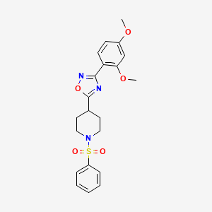 molecular formula C21H23N3O5S B11264406 1-(Benzenesulfonyl)-4-[3-(2,4-dimethoxyphenyl)-1,2,4-oxadiazol-5-yl]piperidine 