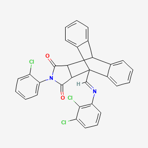 molecular formula C31H19Cl3N2O2 B11264424 17-(2-chlorophenyl)-1-{(E)-[(2,3-dichlorophenyl)imino]methyl}-17-azapentacyclo[6.6.5.0~2,7~.0~9,14~.0~15,19~]nonadeca-2,4,6,9,11,13-hexaene-16,18-dione (non-preferred name) 