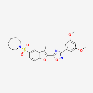 molecular formula C25H27N3O6S B11264451 1-({2-[3-(3,5-Dimethoxyphenyl)-1,2,4-oxadiazol-5-yl]-3-methyl-1-benzofuran-5-yl}sulfonyl)azepane 