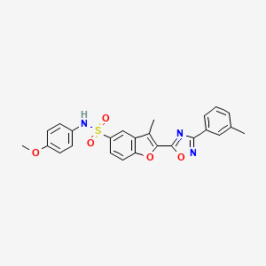 molecular formula C25H21N3O5S B11264456 N-(4-methoxyphenyl)-3-methyl-2-[3-(3-methylphenyl)-1,2,4-oxadiazol-5-yl]-1-benzofuran-5-sulfonamide 