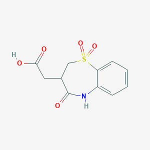 molecular formula C11H11NO5S B11264483 (1,1-Dioxido-4-oxo-2,3,4,5-tetrahydro-1,5-benzothiazepin-3-yl)acetic acid 