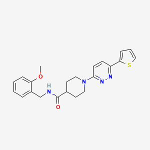 molecular formula C22H24N4O2S B11264524 N-(2-methoxybenzyl)-1-(6-(thiophen-2-yl)pyridazin-3-yl)piperidine-4-carboxamide 