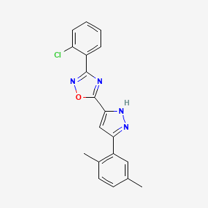 molecular formula C19H15ClN4O B11264584 3-(2-chlorophenyl)-5-[3-(2,5-dimethylphenyl)-1H-pyrazol-5-yl]-1,2,4-oxadiazole 