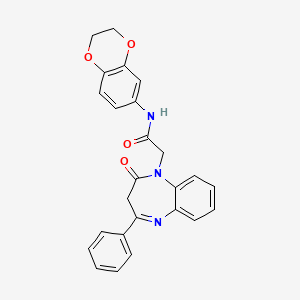 molecular formula C25H21N3O4 B11264586 N-(2,3-dihydro-1,4-benzodioxin-6-yl)-2-(2-oxo-4-phenyl-2,3-dihydro-1H-1,5-benzodiazepin-1-yl)acetamide 