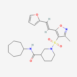 molecular formula C23H31N3O5S B11264589 N-Cycloheptyl-1-({5-[(1E)-2-(furan-2-YL)ethenyl]-3-methyl-1,2-oxazol-4-YL}sulfonyl)piperidine-3-carboxamide 