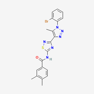 molecular formula C20H17BrN6OS B11264594 N-{3-[1-(2-bromophenyl)-5-methyl-1H-1,2,3-triazol-4-yl]-1,2,4-thiadiazol-5-yl}-3,4-dimethylbenzamide 