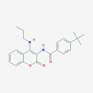 molecular formula C23H26N2O3 B11264596 4-tert-butyl-N-[2-oxo-4-(propylamino)-2H-chromen-3-yl]benzamide 