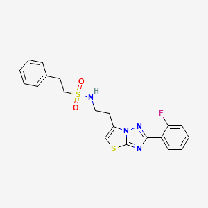 N-(2-(2-(2-fluorophenyl)thiazolo[3,2-b][1,2,4]triazol-6-yl)ethyl)-2-phenylethanesulfonamide