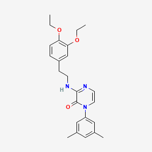 molecular formula C24H29N3O3 B11264622 3-((3,4-diethoxyphenethyl)amino)-1-(3,5-dimethylphenyl)pyrazin-2(1H)-one 