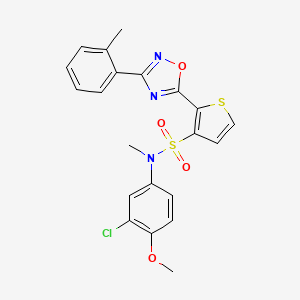 molecular formula C21H18ClN3O4S2 B11264623 N-(3-chloro-4-methoxyphenyl)-N-methyl-2-[3-(2-methylphenyl)-1,2,4-oxadiazol-5-yl]thiophene-3-sulfonamide 