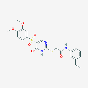 2-({5-[(3,4-dimethoxyphenyl)sulfonyl]-6-oxo-1,6-dihydropyrimidin-2-yl}sulfanyl)-N-(3-ethylphenyl)acetamide